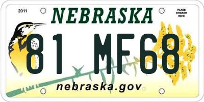 NE license plate 81MF68