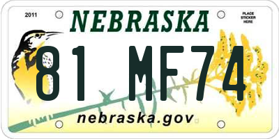 NE license plate 81MF74