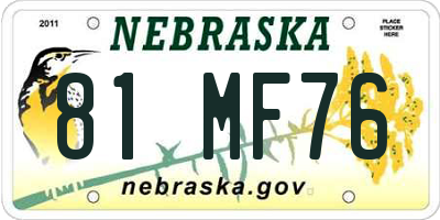 NE license plate 81MF76