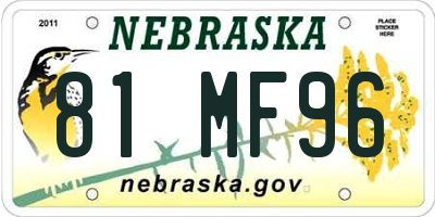 NE license plate 81MF96