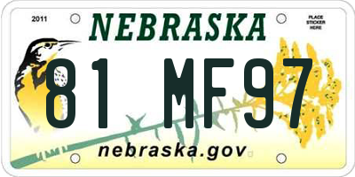 NE license plate 81MF97