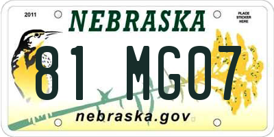 NE license plate 81MG07