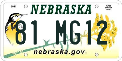 NE license plate 81MG12