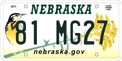 NE license plate 81MG27