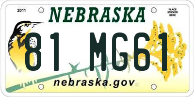 NE license plate 81MG61
