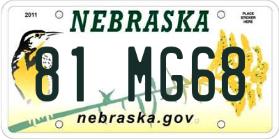 NE license plate 81MG68