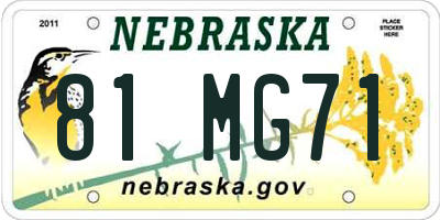 NE license plate 81MG71