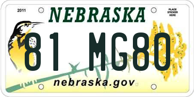 NE license plate 81MG80