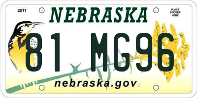 NE license plate 81MG96