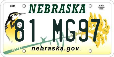 NE license plate 81MG97