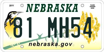 NE license plate 81MH54
