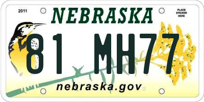 NE license plate 81MH77