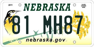 NE license plate 81MH87