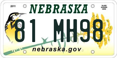 NE license plate 81MH98