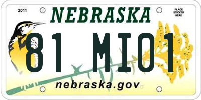 NE license plate 81MI01