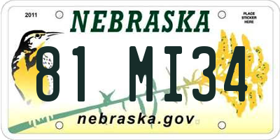 NE license plate 81MI34