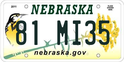 NE license plate 81MI35
