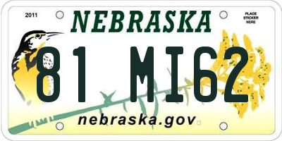 NE license plate 81MI62