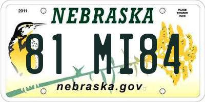 NE license plate 81MI84