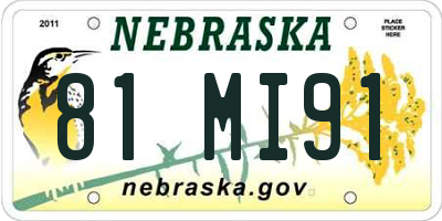 NE license plate 81MI91