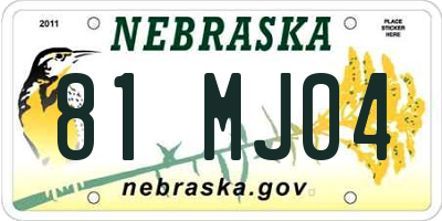 NE license plate 81MJ04
