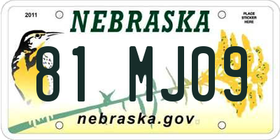 NE license plate 81MJ09