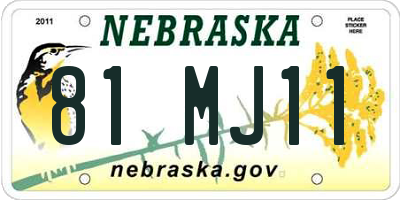 NE license plate 81MJ11