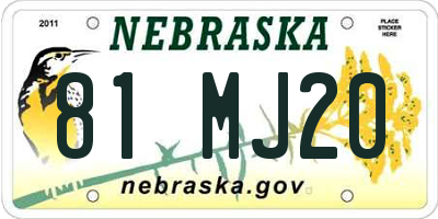 NE license plate 81MJ20