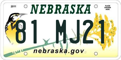 NE license plate 81MJ21