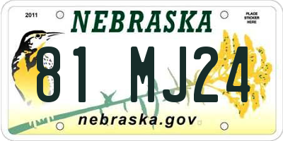 NE license plate 81MJ24