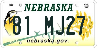 NE license plate 81MJ27