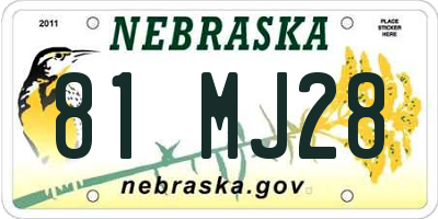NE license plate 81MJ28