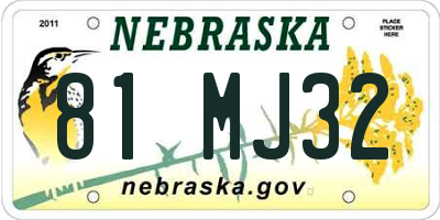 NE license plate 81MJ32