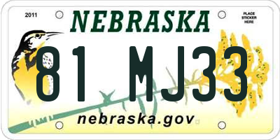 NE license plate 81MJ33