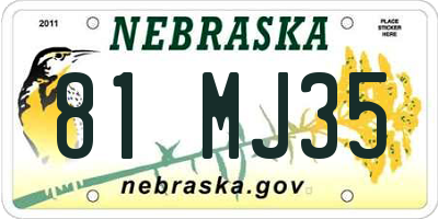 NE license plate 81MJ35