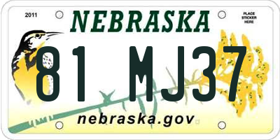NE license plate 81MJ37