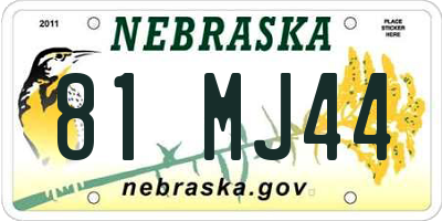 NE license plate 81MJ44