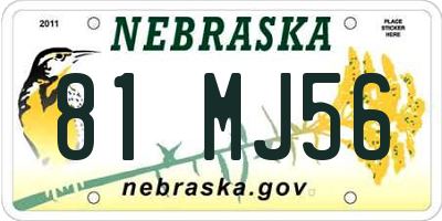 NE license plate 81MJ56