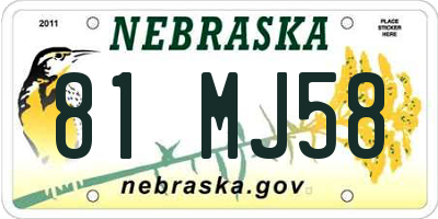 NE license plate 81MJ58