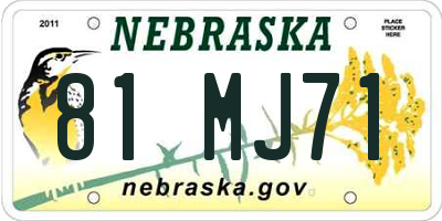 NE license plate 81MJ71
