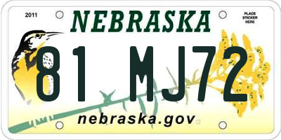 NE license plate 81MJ72