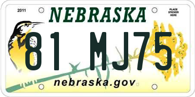 NE license plate 81MJ75