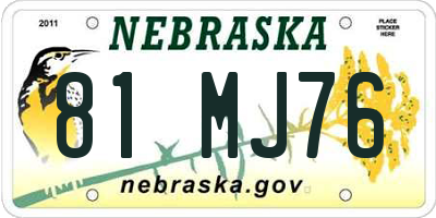 NE license plate 81MJ76