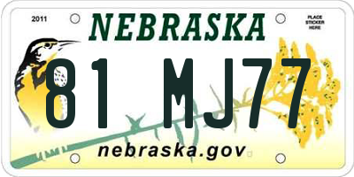 NE license plate 81MJ77
