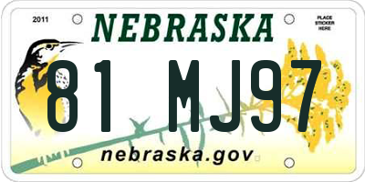 NE license plate 81MJ97