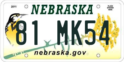 NE license plate 81MK54