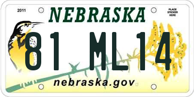 NE license plate 81ML14