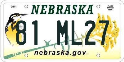 NE license plate 81ML27