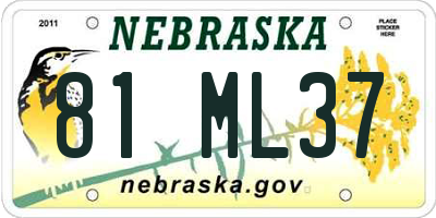 NE license plate 81ML37