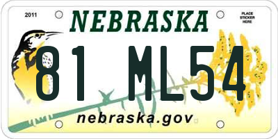 NE license plate 81ML54
